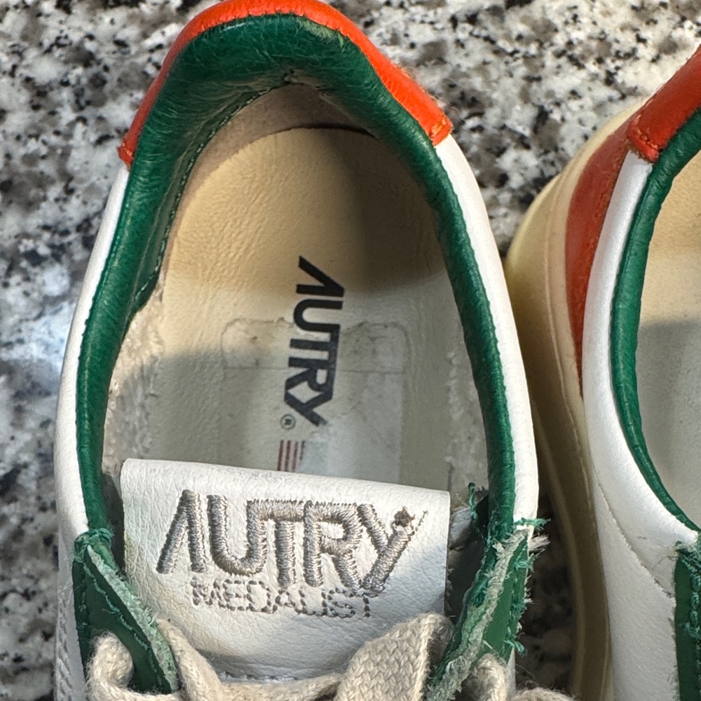 Autry Green & White Kids Leather Sneakers - Picture 2 of 6